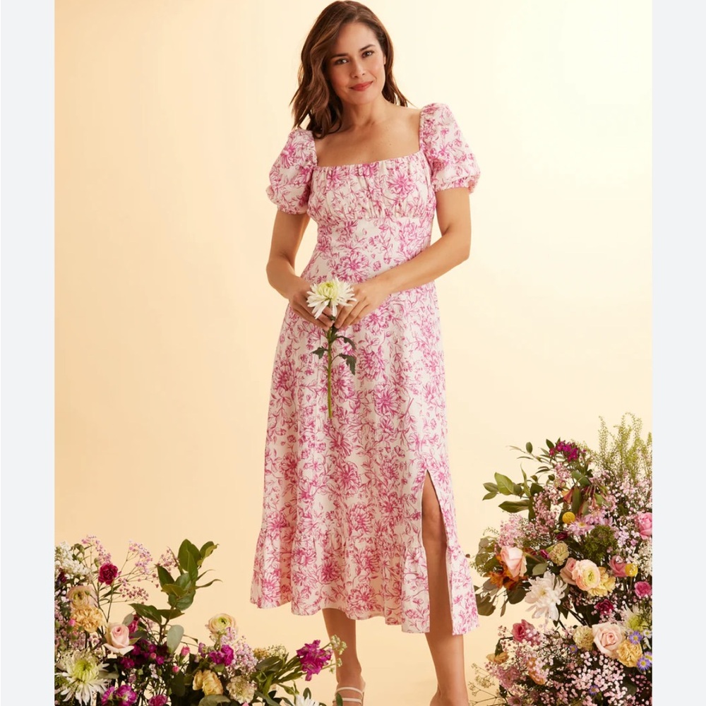 NEW London Times Kristin in Floral Toile Ivory Pink Size 8